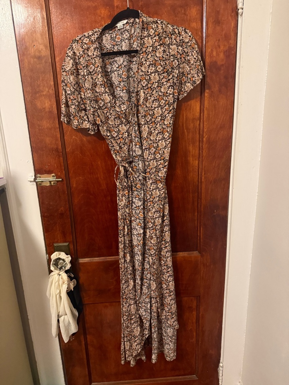 Floral Brown Wrap Maxi Dress